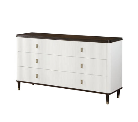 Carena - Dresser With Jewerly Tray - White / Walnut - Furniture Home Direct