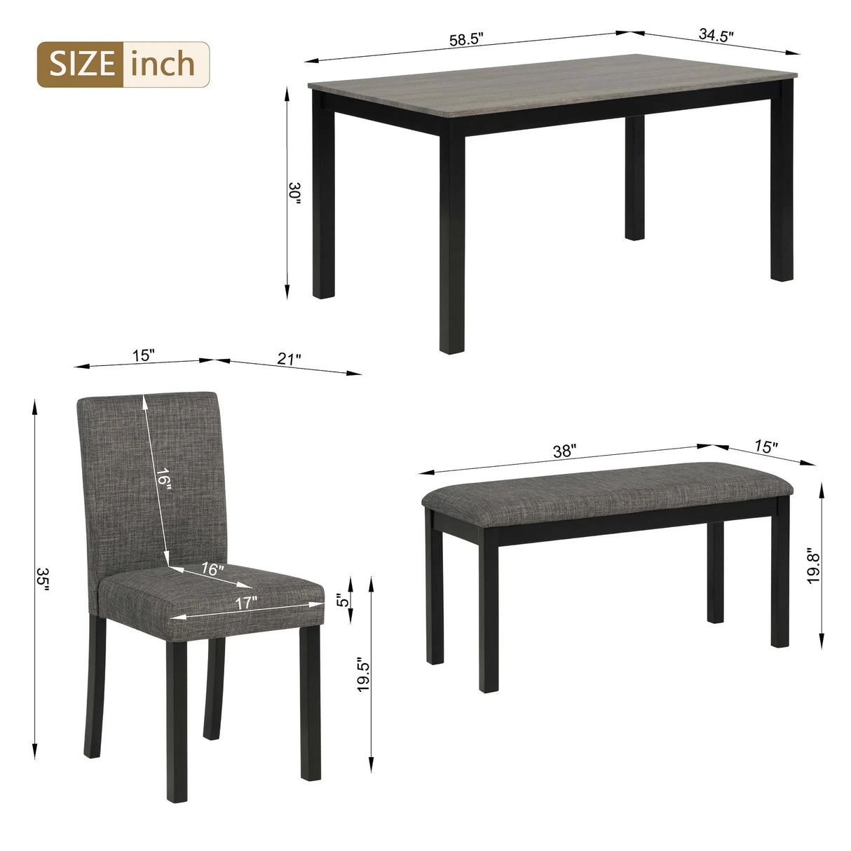 Modern Dining Table Set With Upholstered Chairs For Dining Room - Furniture Home Direct