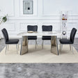 Dining Set Elegant Marble Table With 4 Black Chairs Silver - Furniture Home Direct
