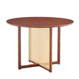 Retro Round Table With Imitation Rattan Rubber Wood - Walnut - Furniture Home Direct