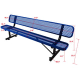 6' Outdoor Steel Bench With Backrest - Furniture Home Direct