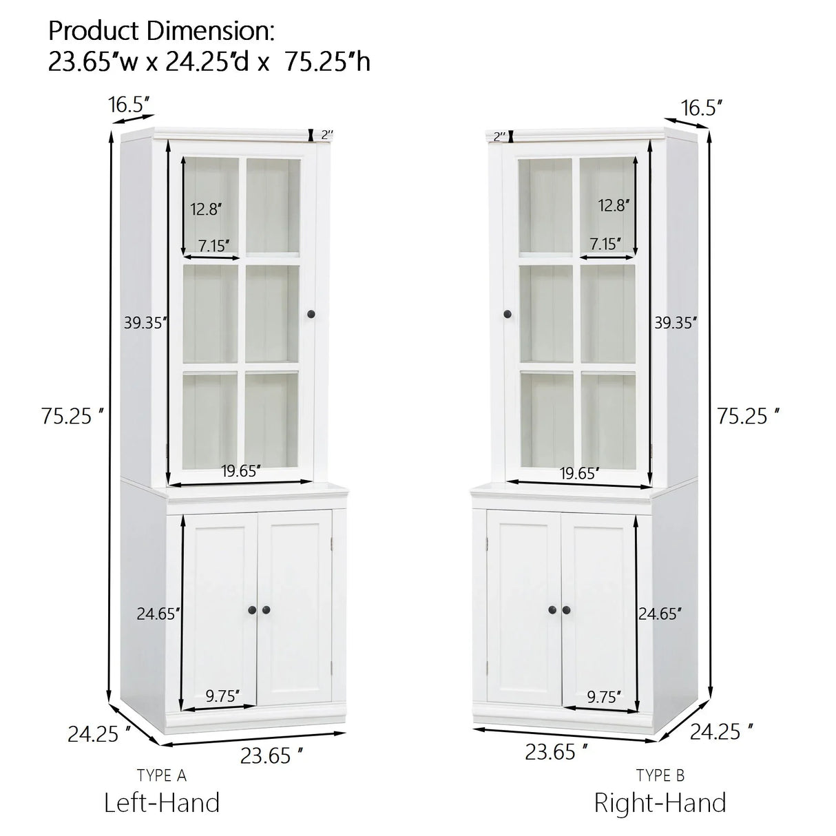 Retro Style Hutch Cabinet With Glass Door, China Cabinet For Home - Furniture Home Direct