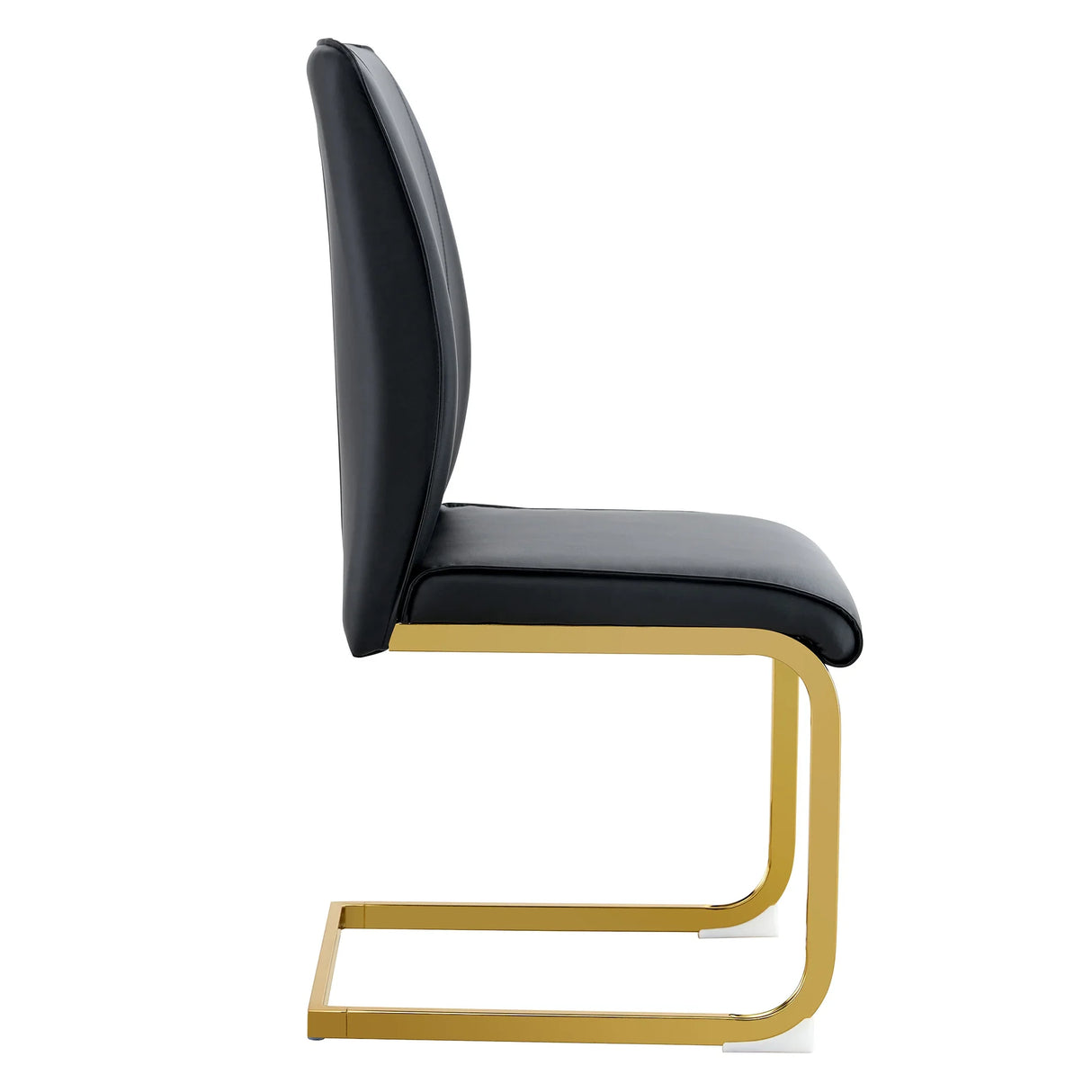 Dining Chair Set With Gold Frame PU Upholstery Black - Furniture Home Direct