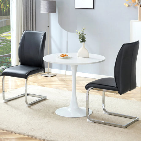 Dining Set Round Table With Upholstered Chairs Black - Furniture Home Direct