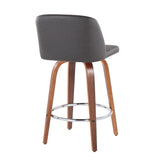 Toriano - Mid-Century Modern Fixed Height Counter Stool With Round Footrest (Set of 2) - Furniture Home Direct
