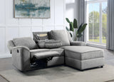 Destiny - Linen Sectional Sofa With Dropdown Table - Gray - Furniture Home Direct