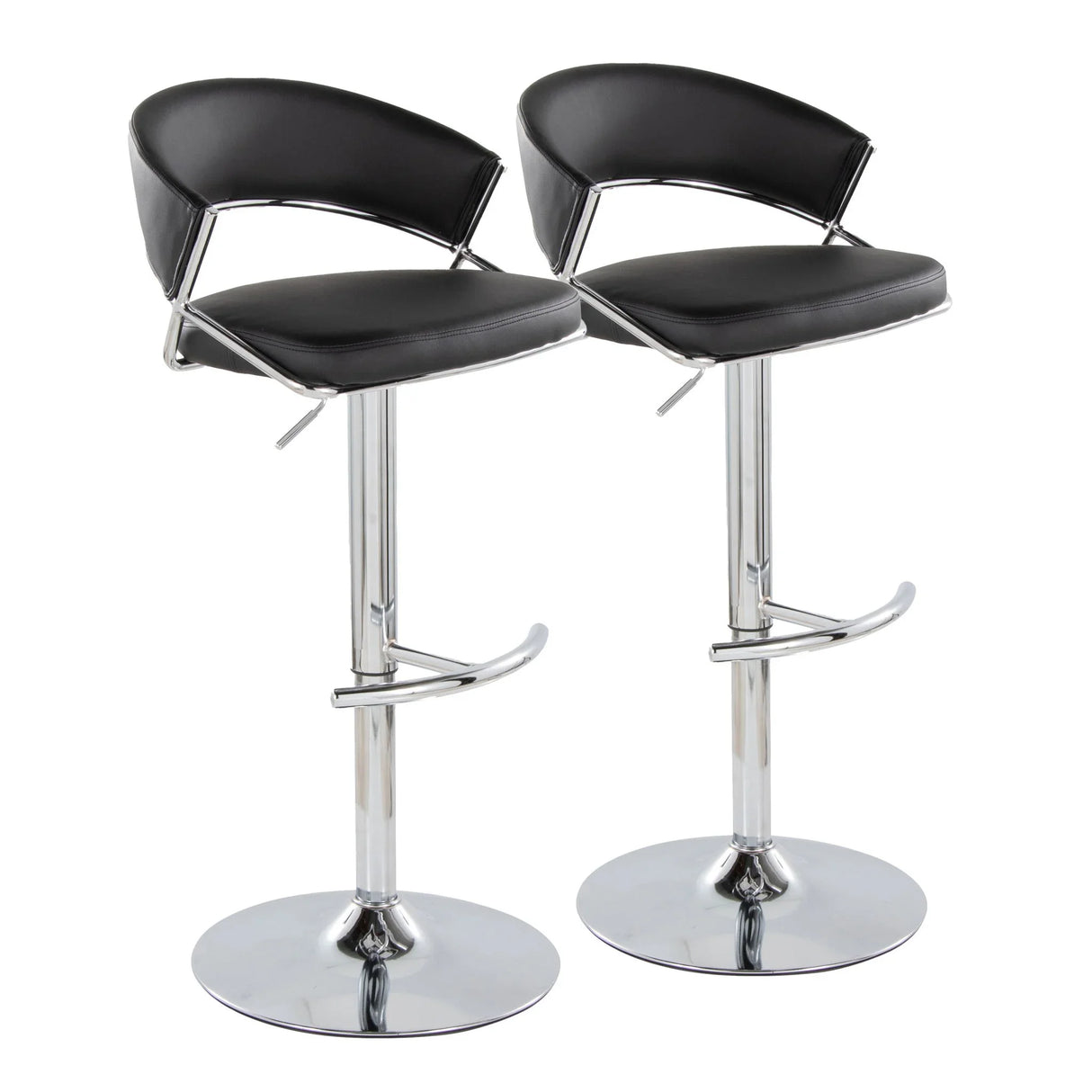 Jie - Contemporary Adjustable Barstool With Swivel & Rounded T Footrest (Set of 2) - Furniture Home Direct