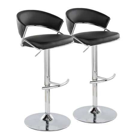 Jie - Contemporary Adjustable Barstool With Swivel & Rounded T Footrest (Set of 2) - Furniture Home Direct