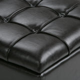 Storage Ottoman Set Tufted Faux Leather Soft Dark Brown - Furniture Home Direct