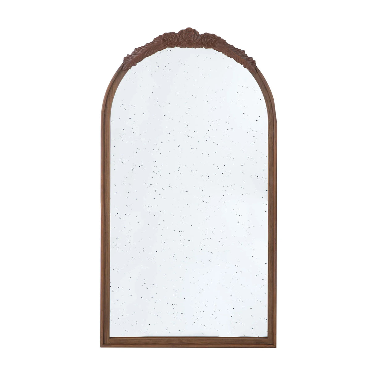 Hand Carved Rose Antique Mirror Frame, Wood Arch Mirror Wall Decor For Living Room - Furniture Home Direct