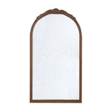 Hand Carved Rose Antique Mirror Frame, Wood Arch Mirror Wall Decor For Living Room - Furniture Home Direct