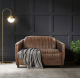 Brancaster - Grain Leather Loveseat - Brown - Furniture Home Direct
