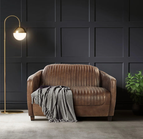 Brancaster - Grain Leather Loveseat - Brown - Furniture Home Direct