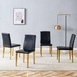 Dining Chairs Four Modern PU Leather Gold Legs Black - Furniture Home Direct