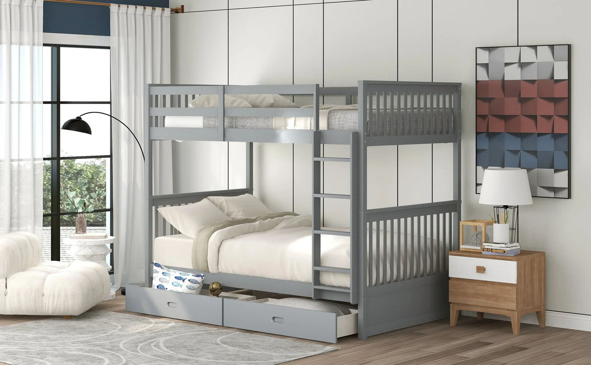 Bunk Bed With Ladders And 2 Storage Drawers - Furniture Home Direct
