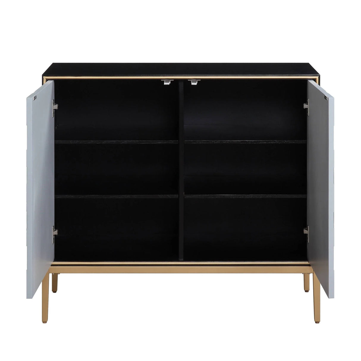 Quilla - Brass Console Cabinet - Black / Gery - Furniture Home Direct