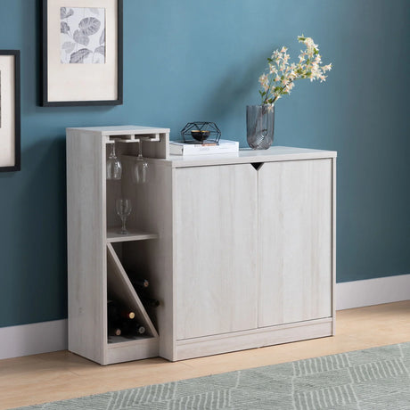 Bar Cabinet, Wine Bottle Storage Display Kitchen Cabinet, Holds 4 Wine Bottles - White Oak - Furniture Home Direct