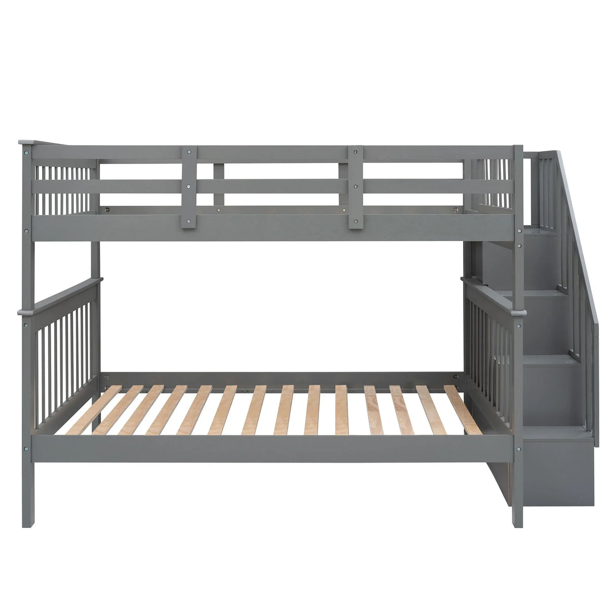 Stairway Bunk Bed With Storage And Guard Rail For Bedroom - Furniture Home Direct