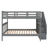 Stairway Bunk Bed With Storage And Guard Rail For Bedroom - Furniture Home Direct
