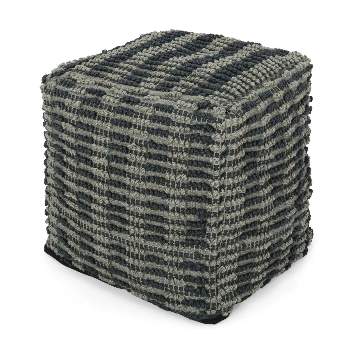 Walle - Fabric Square Pouf Ottoman And Floor Cushion Teal - Blue - Furniture Home Direct