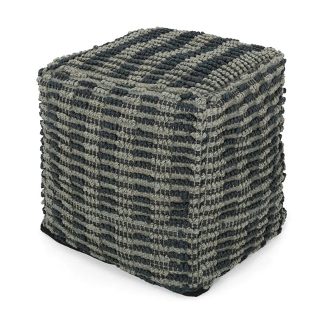 Walle - Fabric Square Pouf Ottoman And Floor Cushion Teal - Blue - Furniture Home Direct