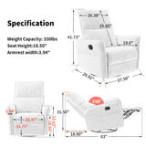 360° Modern Small Rocking Swivel Recliner Chair With Side Pocket - Furniture Home Direct