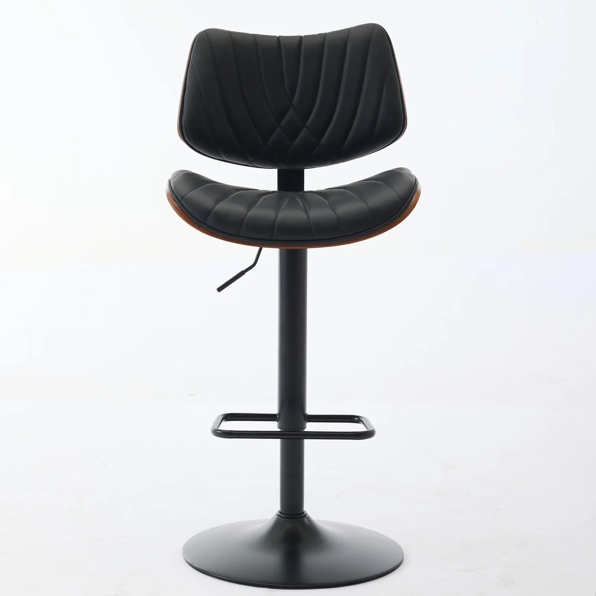 Counter Stool Adjustable PU Leather Upholstered Black - Furniture Home Direct