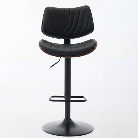 Counter Stool Adjustable PU Leather Upholstered Black - Furniture Home Direct