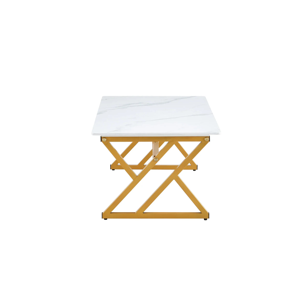 Coffee Table Marble Top Contemporary With Gold Frame White - Furniture Home Direct