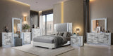 Moon 5 Piece White Marble King Bedroom Set(Inludes King Bed,Dresser,Mirror,Nightstand,Chest) - Furniture Home Direct