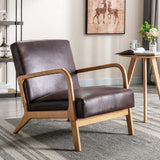 Classic Mid-Century Modern Accent Chairs, Open Framed Armchair With Cushioning Brown - Dark Brown - Furniture Home Direct