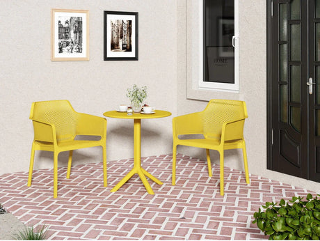 3 Piece Plastic Arm Chair Bistro Grs Premium Ocean Plastic - Furniture Home Direct