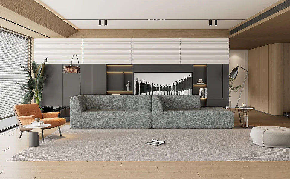 Modular Sectional Sofa in Chenille for Living Rooms Gray - Furniture Home Direct