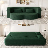 Modern Floor Sofa, With 2 Pillows, Convertible Teddy Fabric Foam Filled Bed - Furniture Home Direct