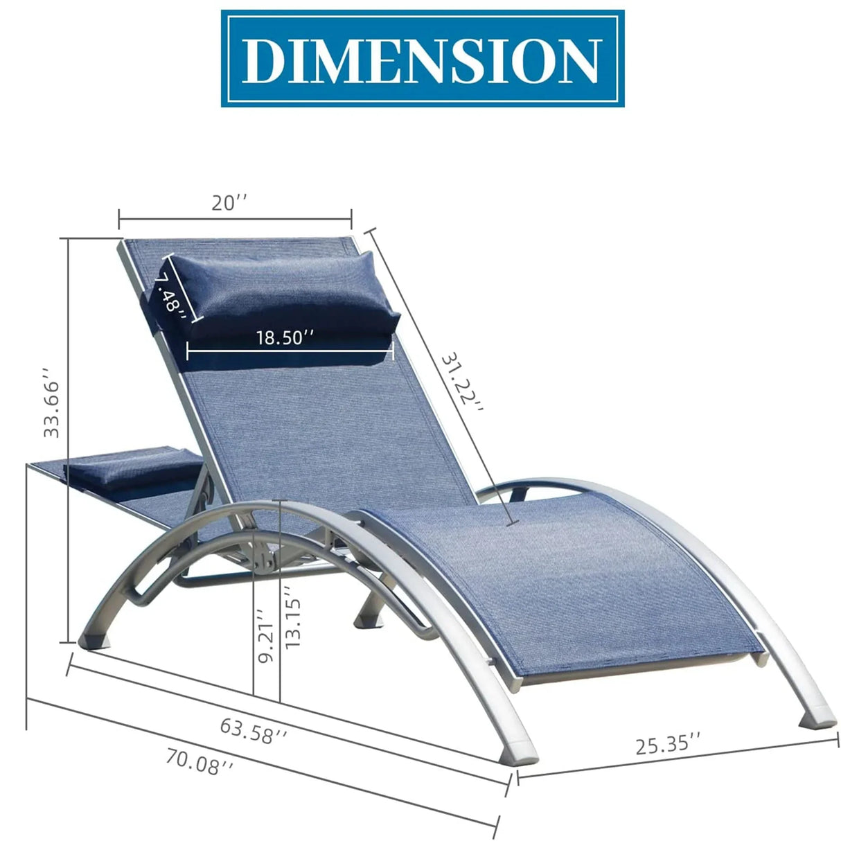 Outdoor Chaise Lounges Sturdy Aluminum Frame Rustproof Blue - Furniture Home Direct