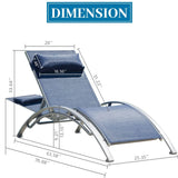 Outdoor Chaise Lounges Sturdy Aluminum Frame Rustproof Blue - Furniture Home Direct