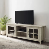 Modern Farmhouse 2 Door Glass Windowpane 70" TV Stand For 80" TVs - Furniture Home Direct