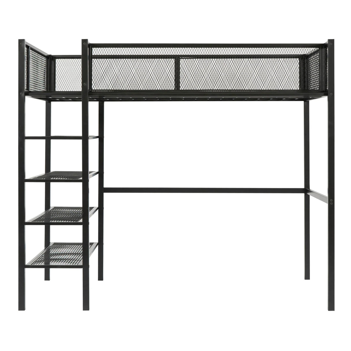 Loft Bed With 4 Tier Shelves And Storage - Furniture Home Direct