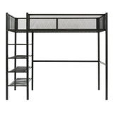 Loft Bed With 4 Tier Shelves And Storage - Furniture Home Direct