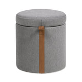 Brandy - Round Upholstered Storage Ottoman With Leather Accent - Furniture Home Direct