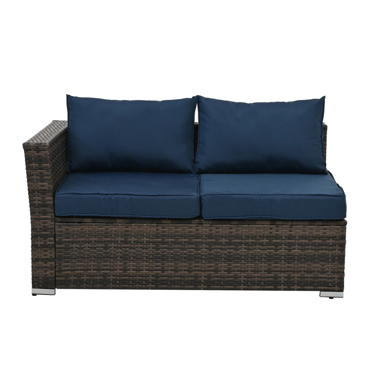 4 Piece Outdoor Sectional Set With Tempered Glass Coffee Table - Blue - Furniture Home Direct