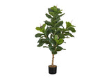 47" Tall, Artificial Plant, Fiddle Tree, Indoor, Faux, Fake, Floor, Greenery, Potted, Real Touch, Decorative - Green / Black - Furniture Home Direct