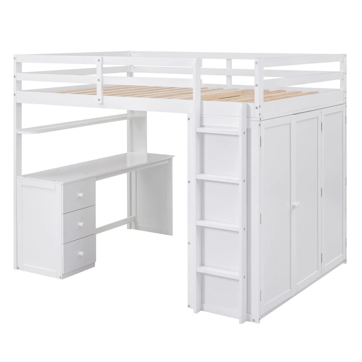 Loft Bed With Drawers, Desk, And Wardrobe - Furniture Home Direct