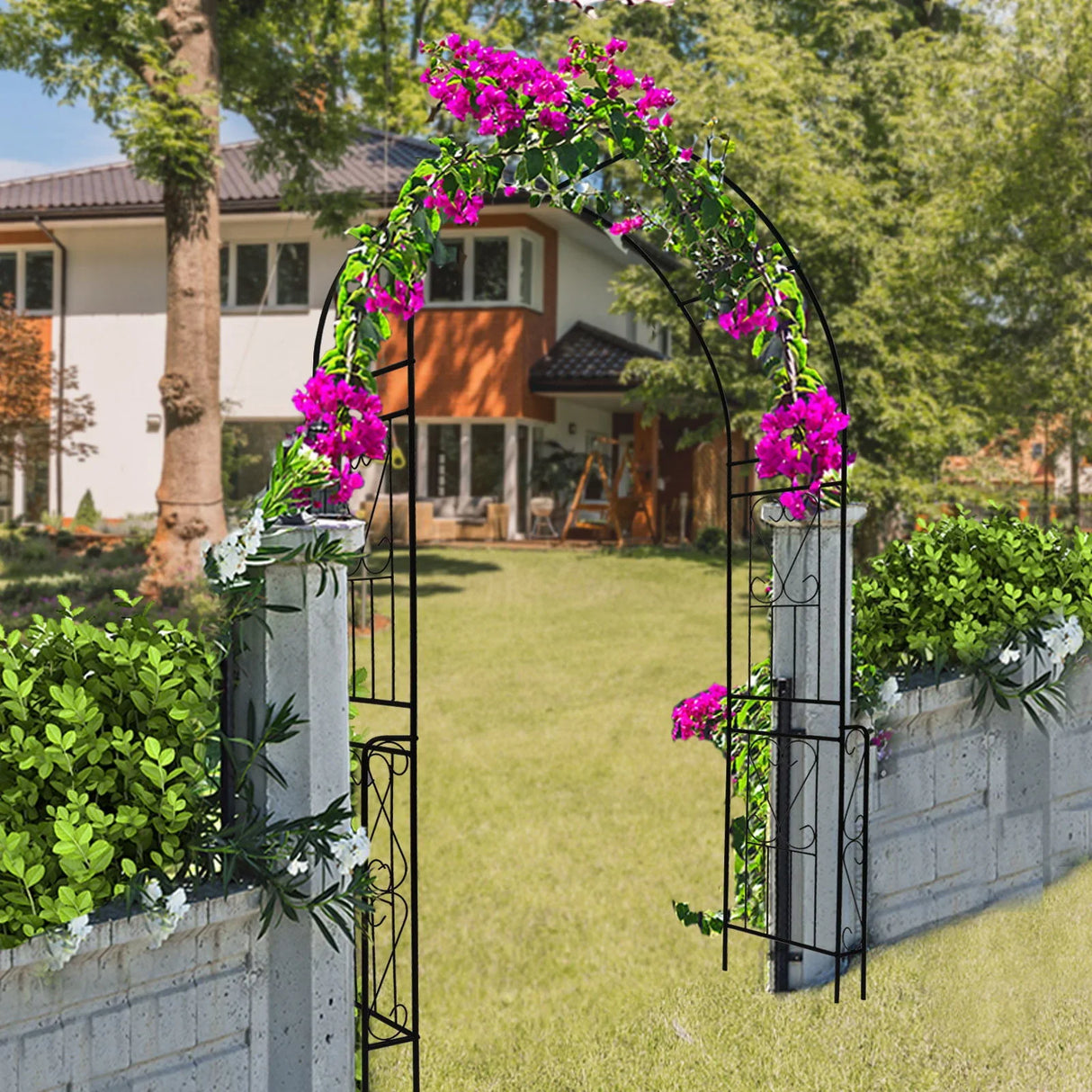 Metal Garden Arch Garden Arbor Trellis Climbing Plants Support Rose Arch Outdoor Arch - Furniture Home Direct