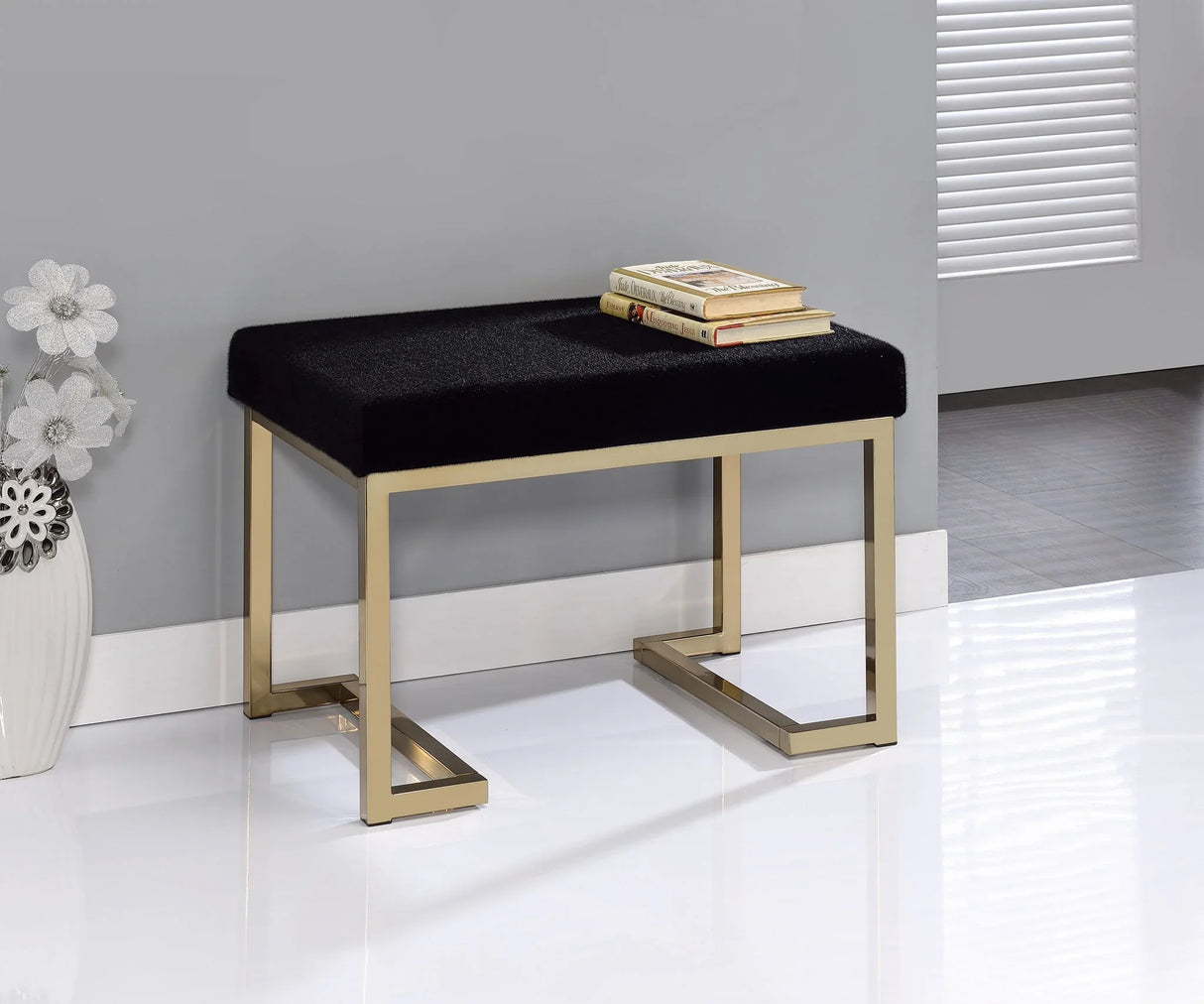 Boice Bench - Black / Champagne - Furniture Home Direct