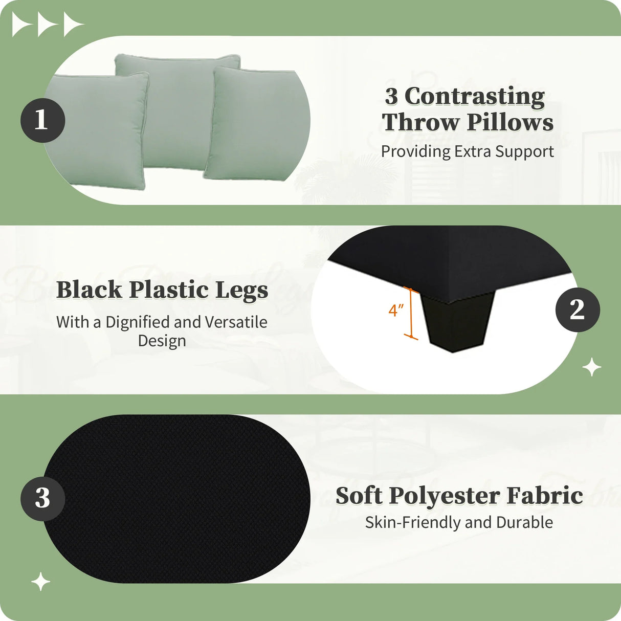 L Shaped Sectional Sofa with Ottoman and Cushions Black - Furniture Home Direct