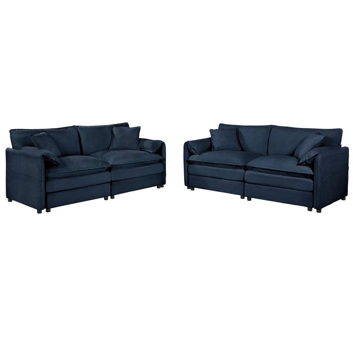Modern Chenille Oversized Deep Seat Luxury 2 Piece Sofa Set With 4 Pillows - Furniture Home Direct