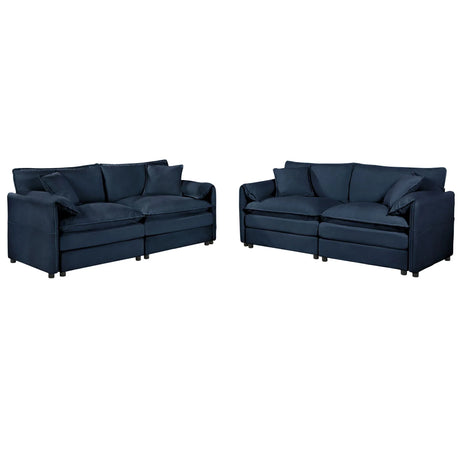 Modern Chenille Oversized Deep Seat Luxury 2 Piece Sofa Set With 4 Pillows - Furniture Home Direct