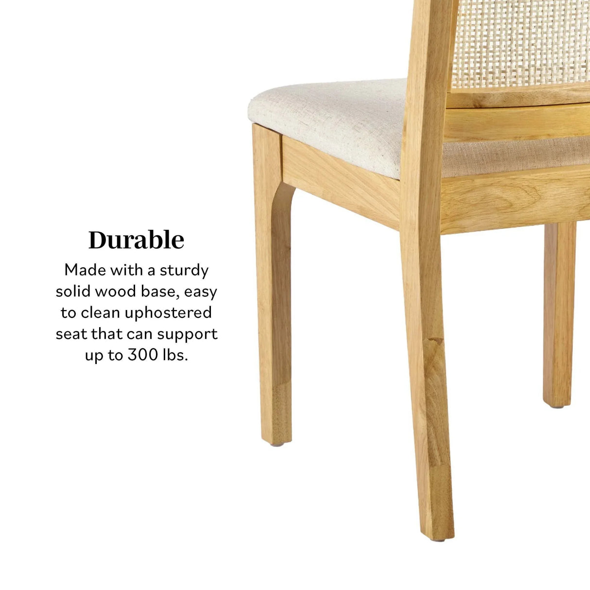 Modern Solid Wood Dining Chair With Rattan Inset Back (Set of 2) - Furniture Home Direct
