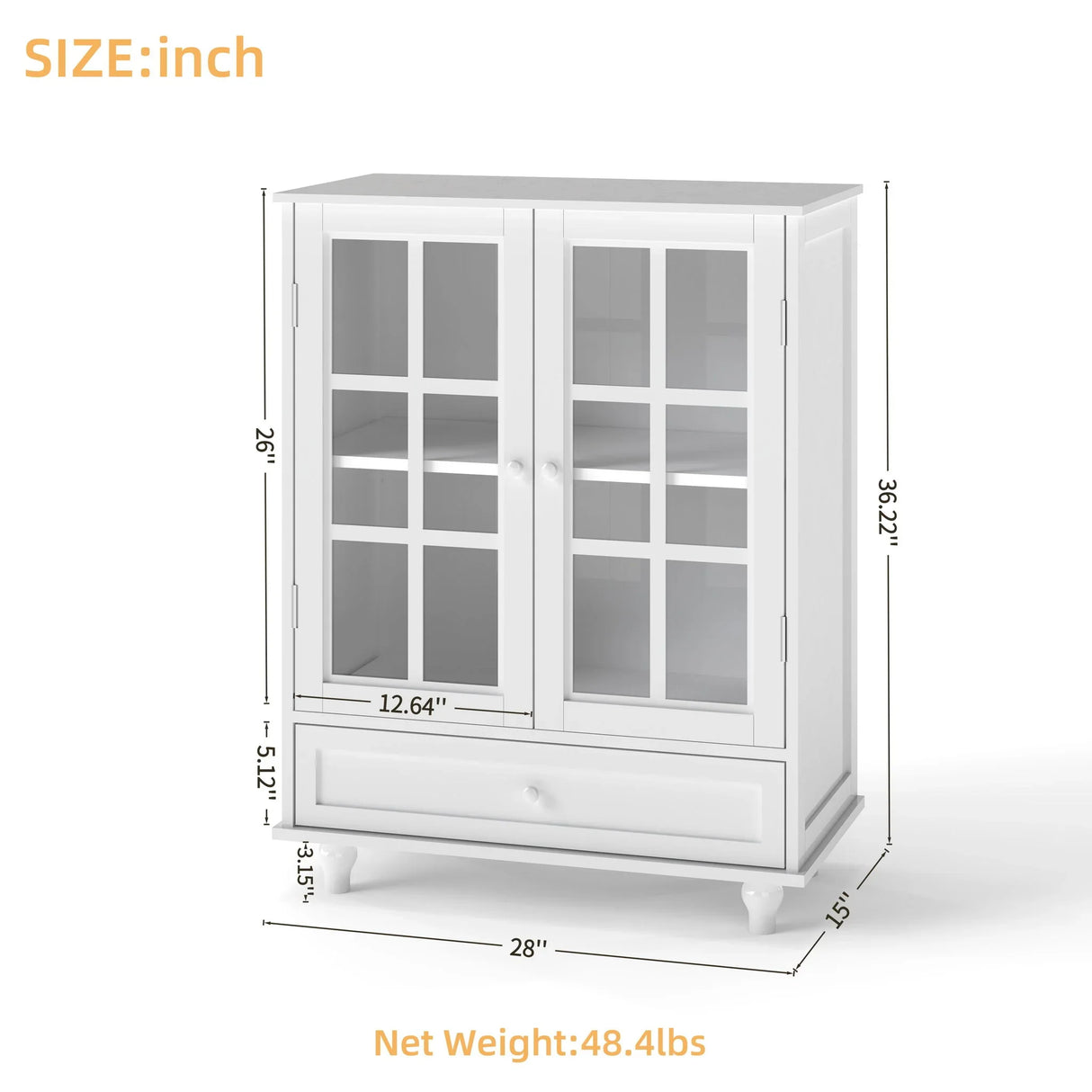 Minimalist Buffet Cabinet With Double Glass Doors And Drawer - Furniture Home Direct